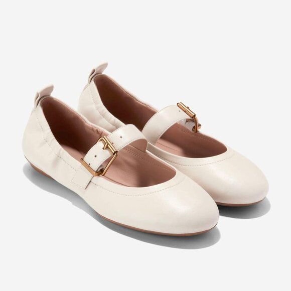 NWOT Cole Haan Graclyn Mary Jane Ballet Flats – Ivory Leather, Size 9.5 - Picture 1 of 9